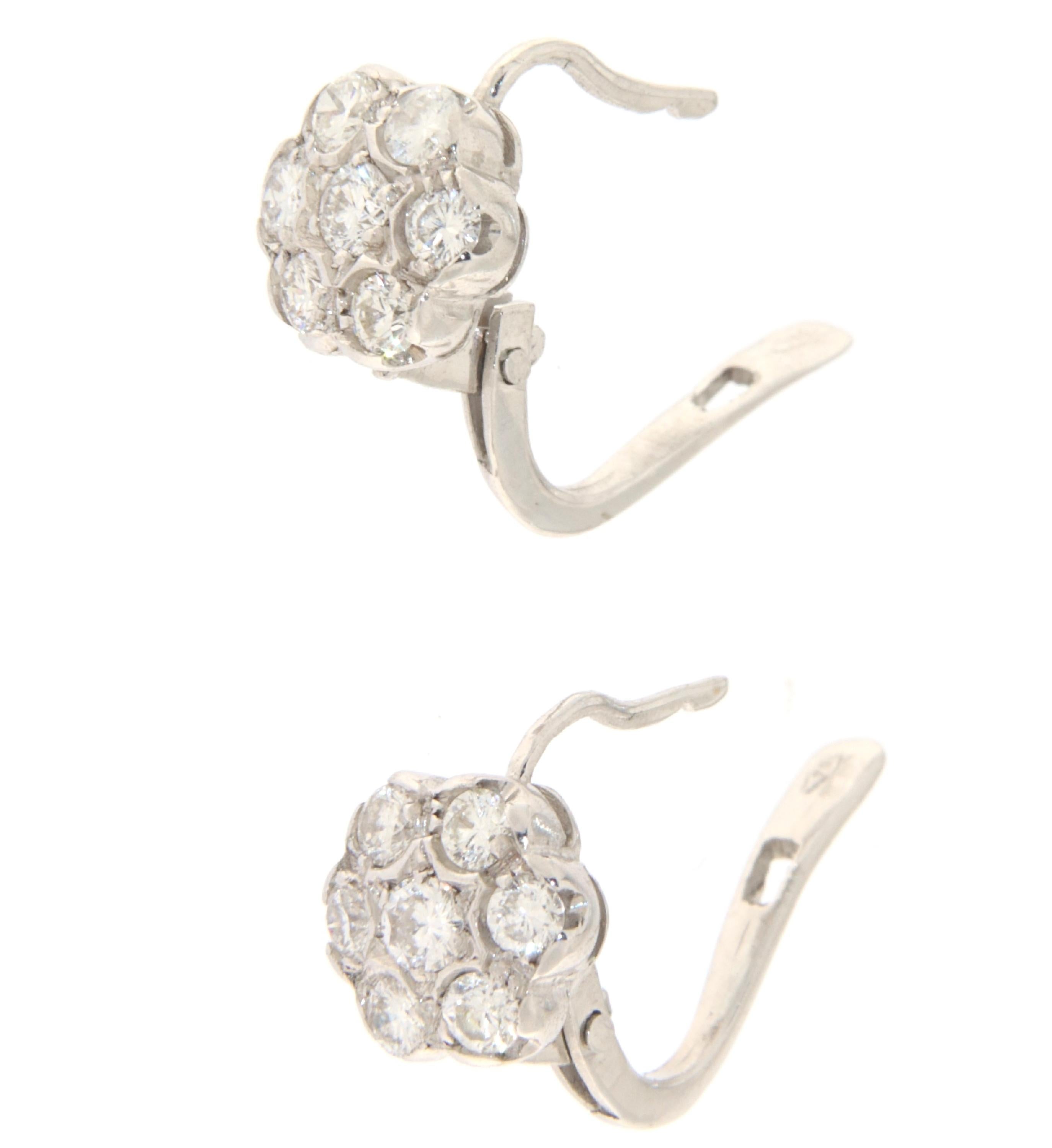 Brilliant Cut Diamonds White Gold 18 Karat Stud Earrings For Sale