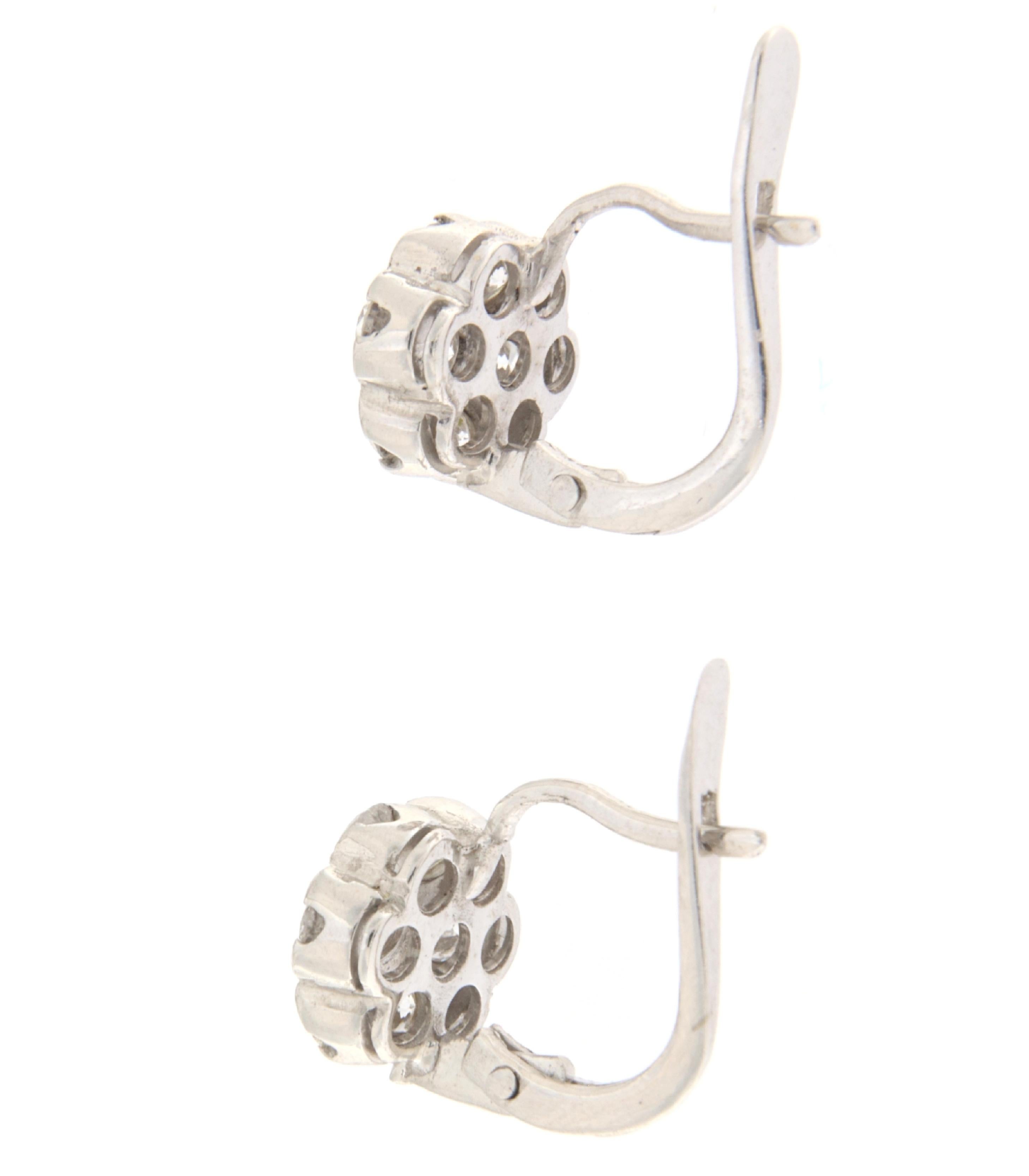 Diamonds White Gold 18 Karat Stud Earrings In New Condition For Sale In Marcianise, IT
