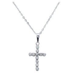 Diamanten, Weißgold Kreuz-Anhänger-Halskette