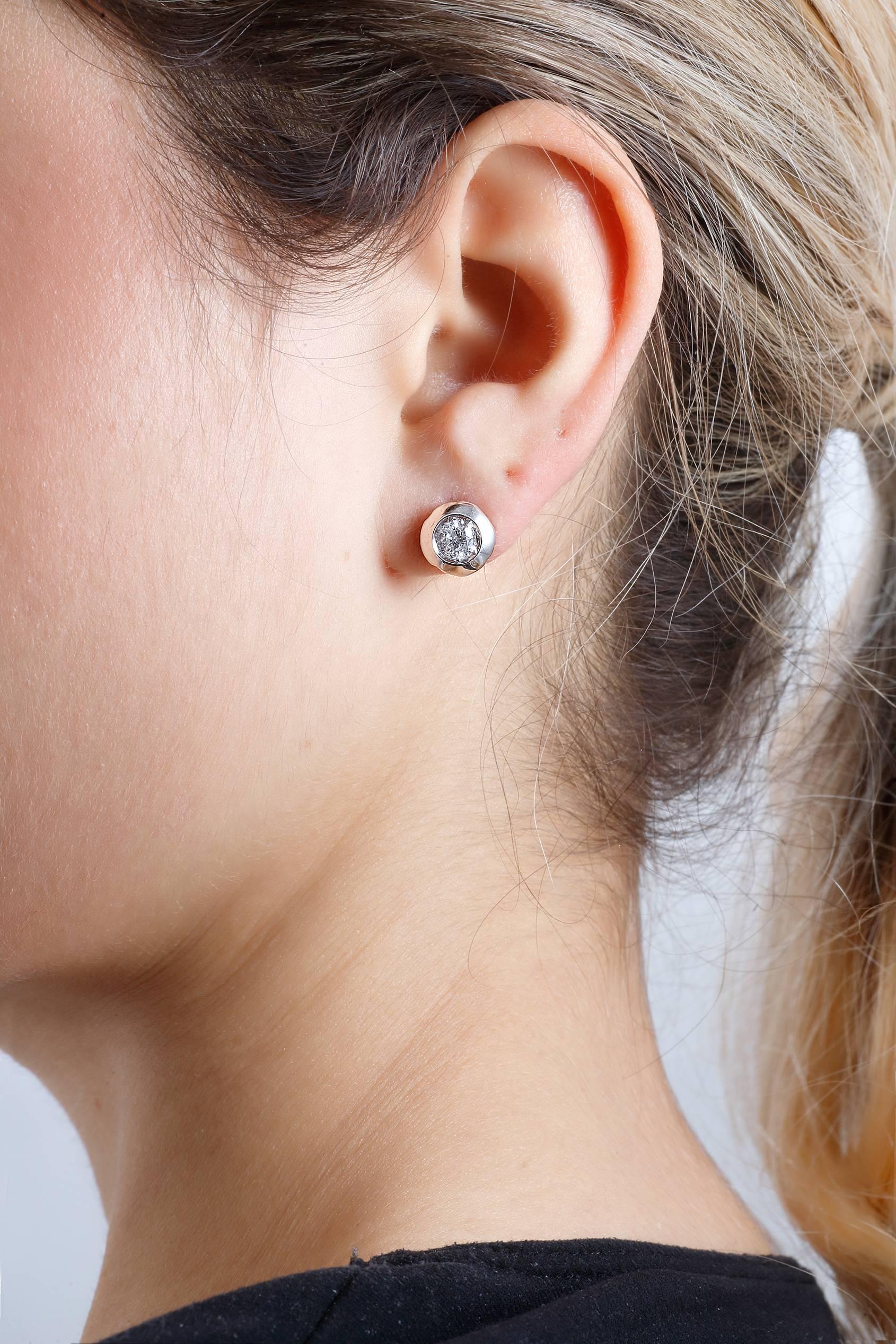 Pendientes Diamantes Oro Blanco Corte brillante en venta