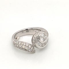 Diamonds White Gold Engagement Ring Italy with Box