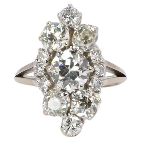 Diamonds & white gold marquise vintage ring 