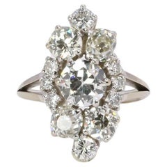 Diamonds & white gold marquise Vintage ring 