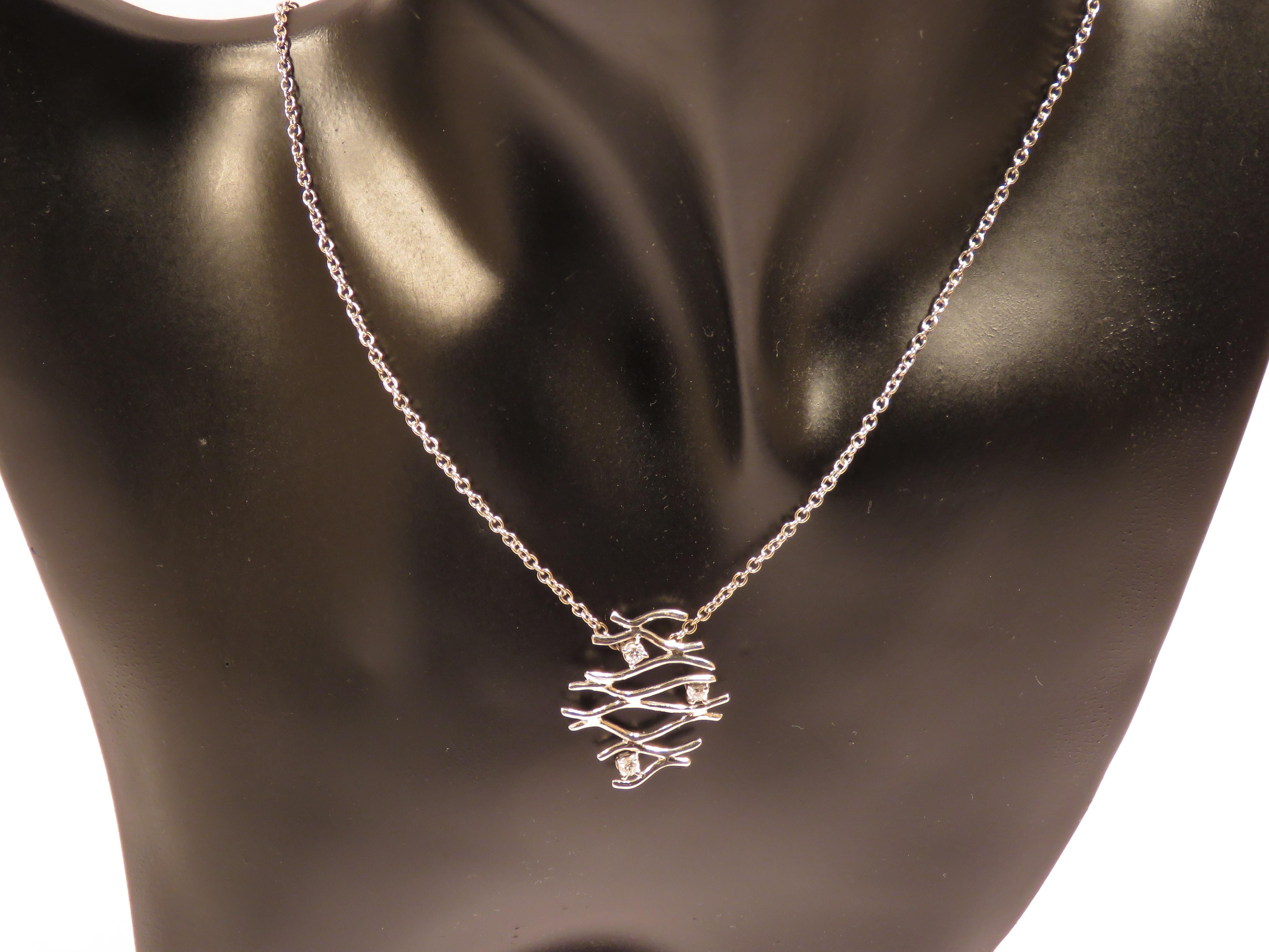 Contemporary Diamonds White Gold Necklace Handcrafted in Italy by Botta Gioielli