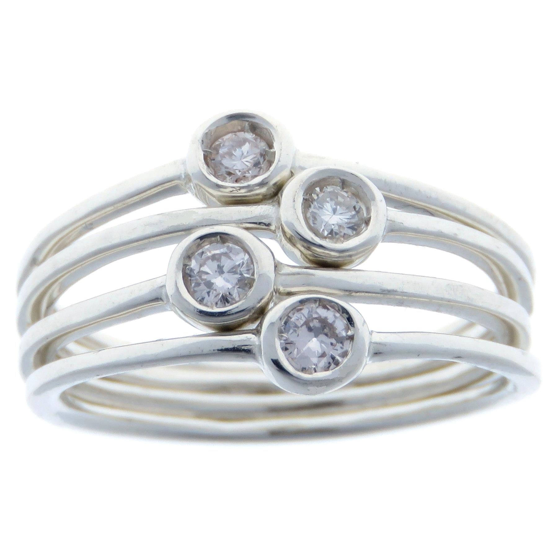 Diamonds White Gold Stacking Ring Handcrafted in Italy by Botta Gioielli