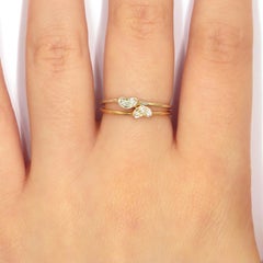 Diamonds White Rose Gold Stacking Ring Handcrafted in Italy by Botta Gioielli