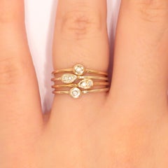 Diamonds White Rose Gold Stacking Ring Handcrafted in Italy by Botta Gioielli