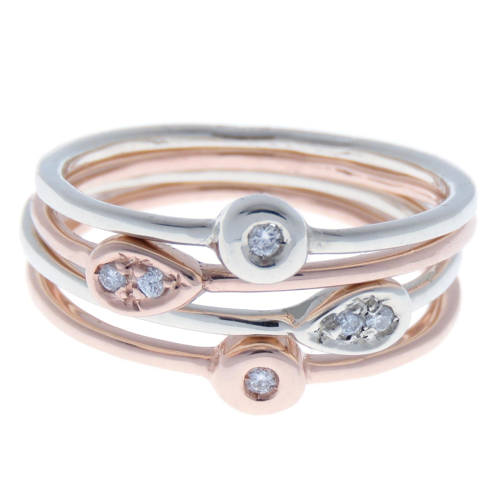 Modern Diamonds White Rose Gold Stacking Ring Handcrafted in Italy by Botta Gioielli For Sale
