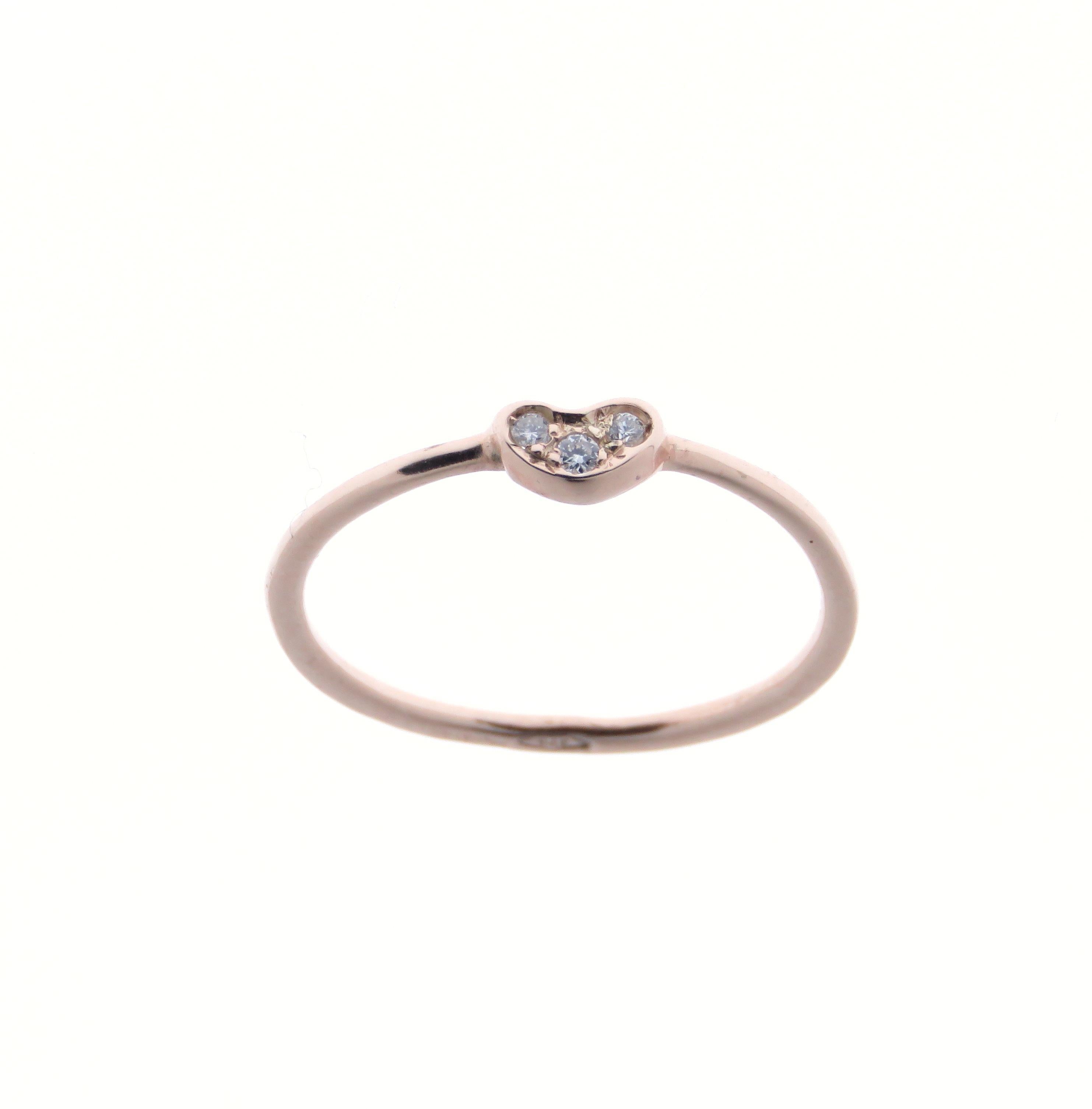 Brilliant Cut Diamonds White Rose Gold Stacking Ring Handcrafted in Italy by Botta Gioielli For Sale