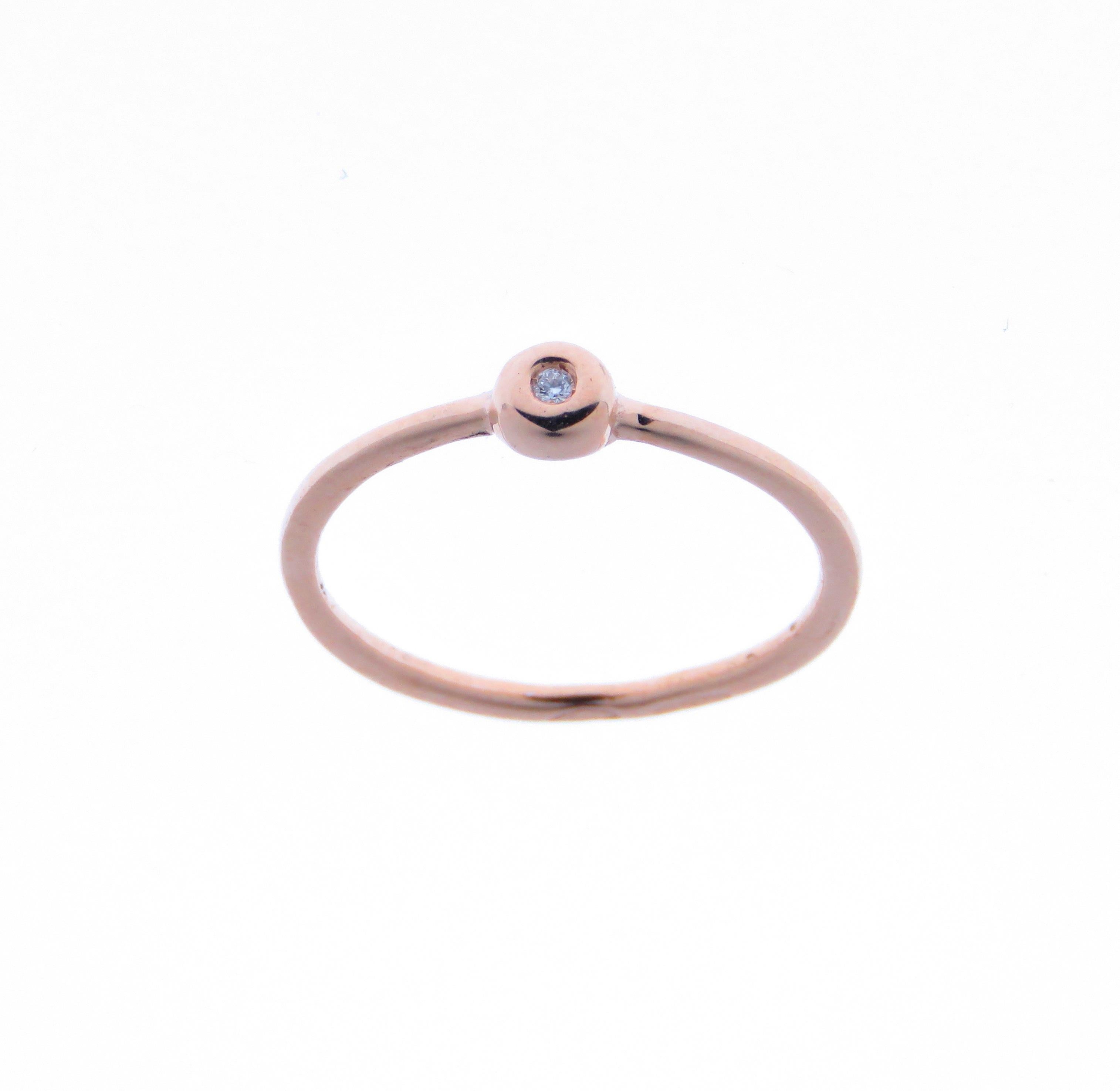 Women's Diamonds White Rose Gold Stacking Ring Handcrafted in Italy by Botta Gioielli For Sale