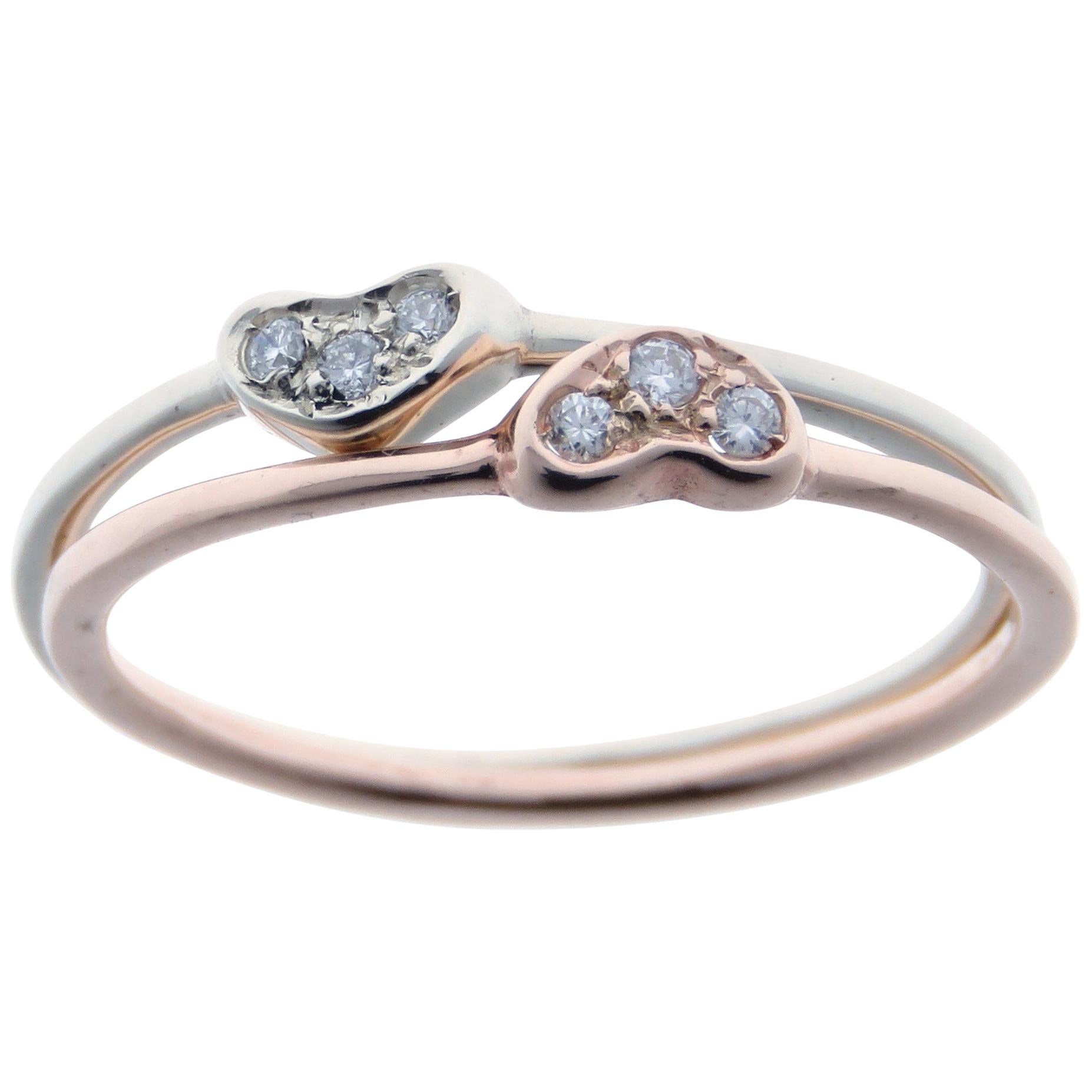 Diamonds White Rose Gold Stacking Ring Handcrafted in Italy by Botta Gioielli For Sale