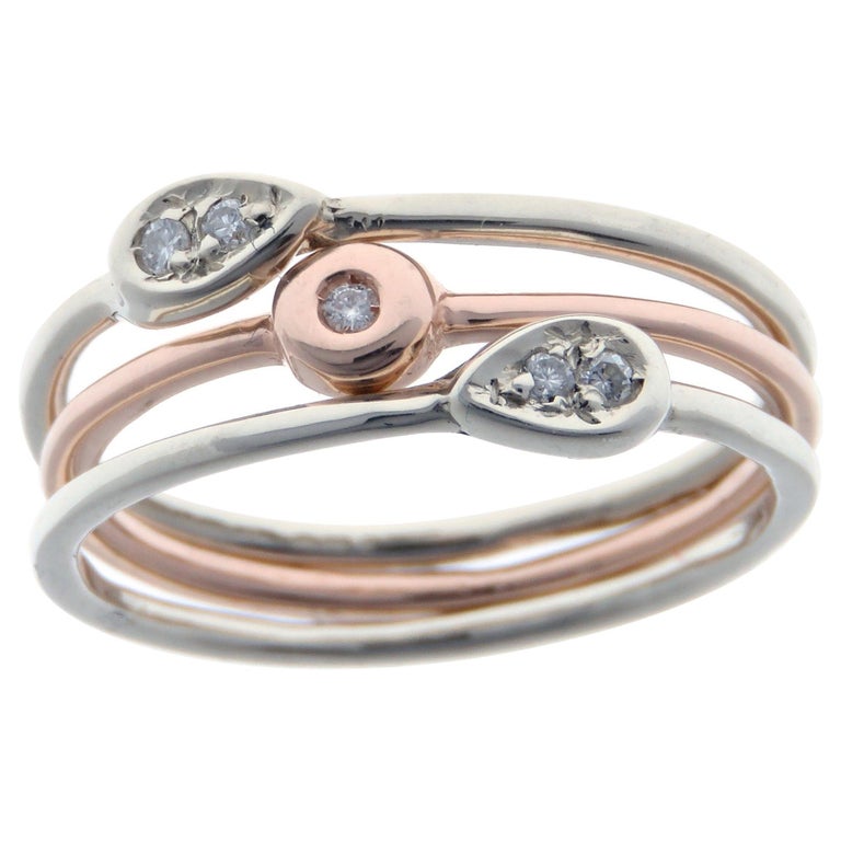 Diamonds White Rose Gold Stacking Ring Handcrafted in Italy by Botta  Gioielli For Sale at 1stDibs | rose gold stacking rings