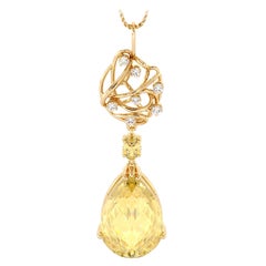 Diamonds Yellow Citrine Drop Style Pendant 14K Yellow Gold Diamonds Yellow Citrine Drop Style Pendant 14K Yellow Gold