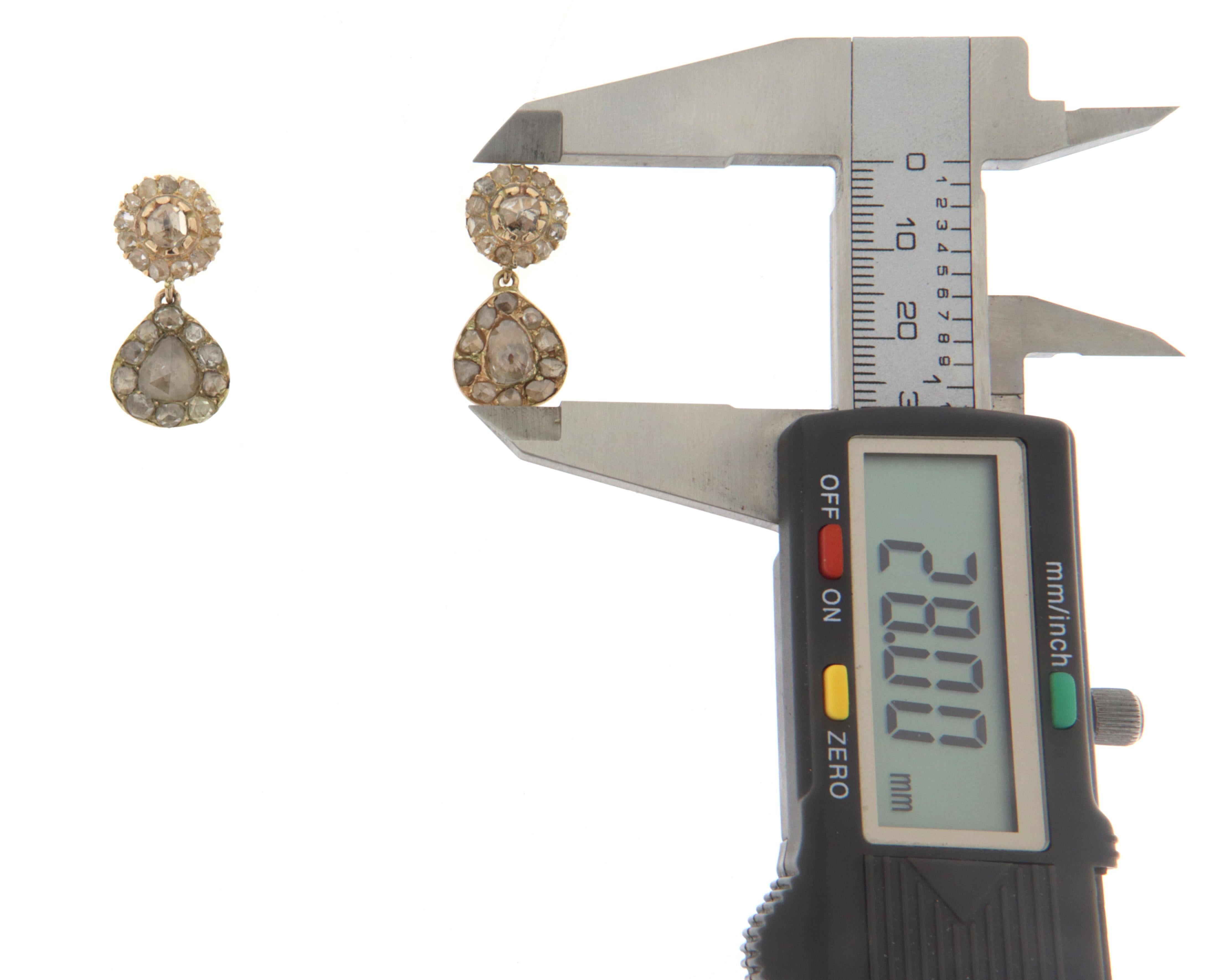 Women's Diamonds Yellow Gold 14 Karat Dangle Earrings For Sale