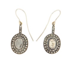 Victorian 18K Yellow Gold Diamond Drop Earrings, Italy, 3.50 Carats