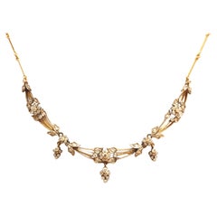 Antique Diamonds Yellow Gold Chain Necklace