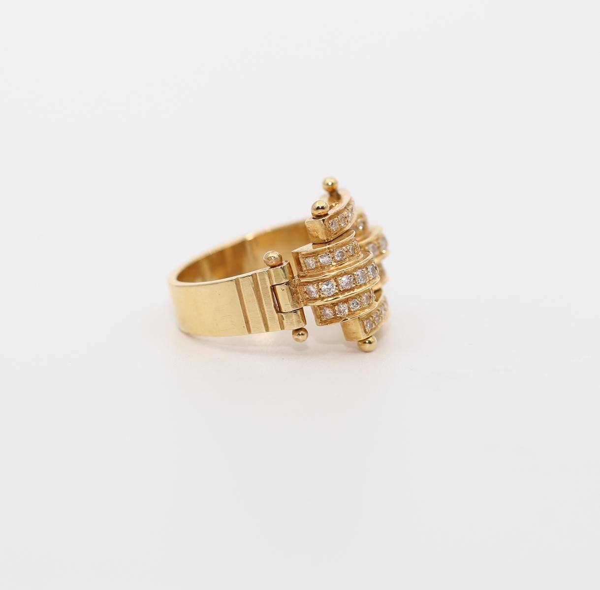 Women's or Men's Diamonds Yellow Gold Torah Judaic Ring, 1950