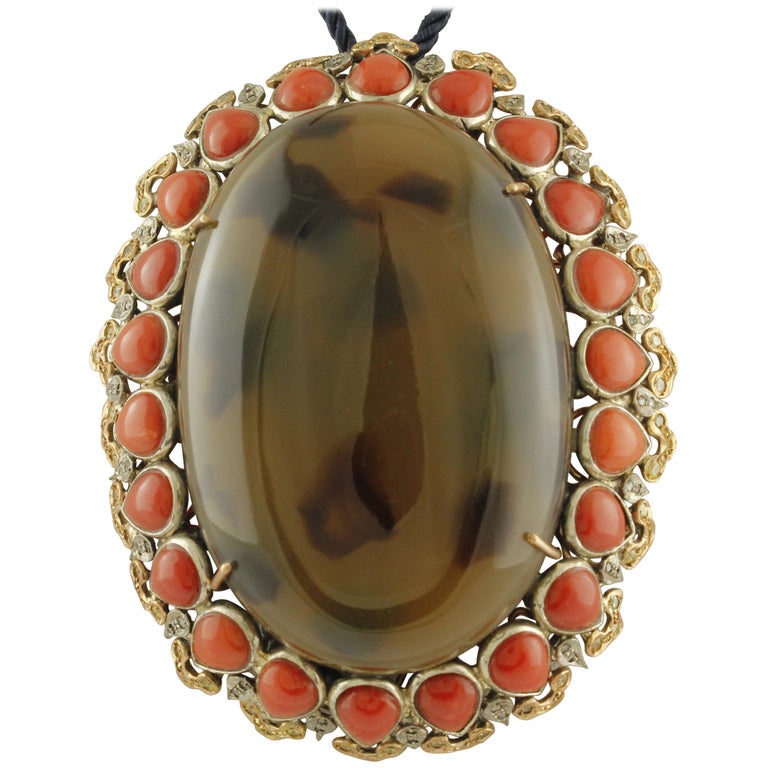Collier Femme En Or Jaune 18 Carats Avec Corail Rouge De Sardaigne - Longueur 46 Cm, Jamais Porté