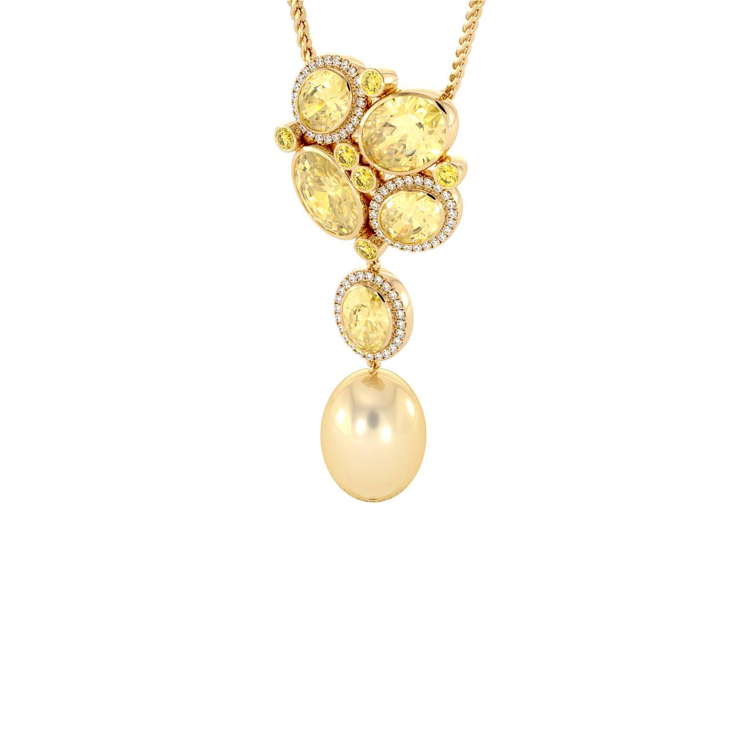 This sophisticated pendant is part of Sunrise Collection. Designed by Emilia Lekarrier, Handcrafted and made in Canada, using high quality diamonds and gemstones. Certified by CGA & GIA Appraiser.

Metal: 14kt Yellow Gold
Diamond Clarity: