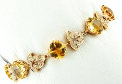 Diamantes, Topacio Amarillo, Pulsera de Oro Amarillo de 14 Kilates