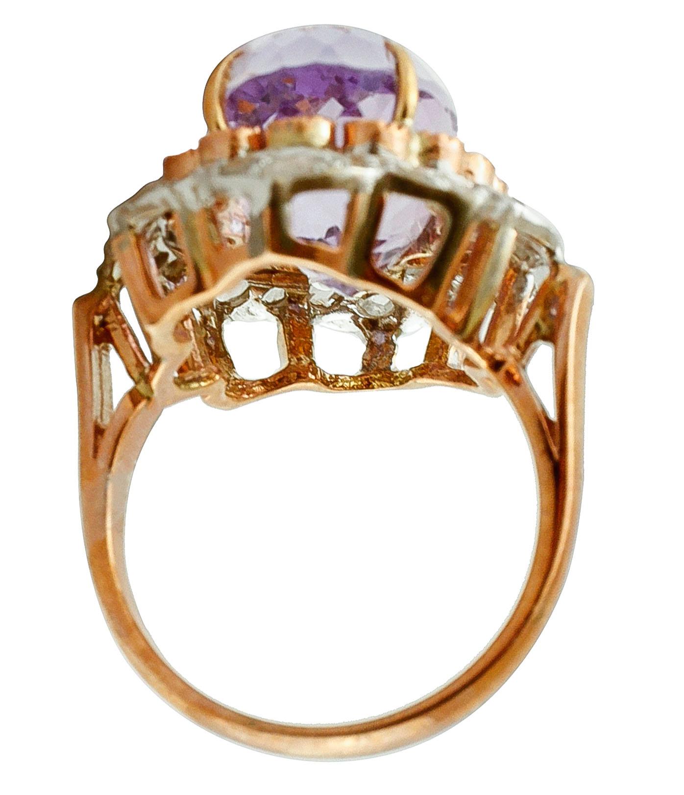 Mixed Cut Diamonds, Yellow Topazes, Amethyst, 9 Karat Gold and Silver Cluster Fashion Ring