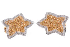 Diamonds Yellow Topazes, White Gold Earrings