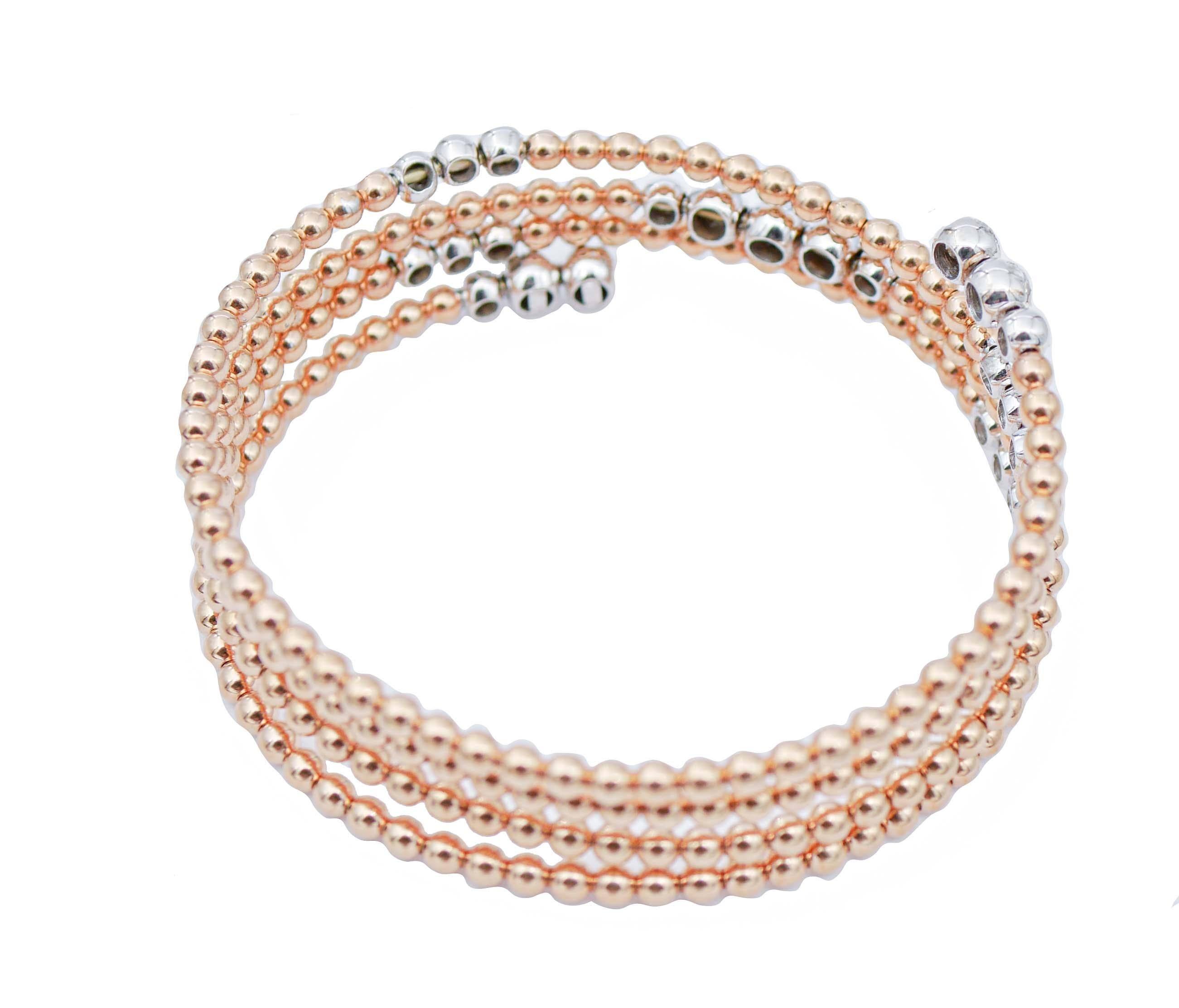 Moderne Bracelet moderne en or rose et blanc 18 carats et diamants. en vente
