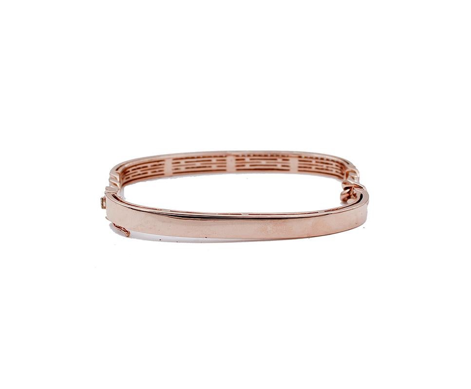 Round Cut Diamonds, 18 Karat Rose Gold Modern Bracelet