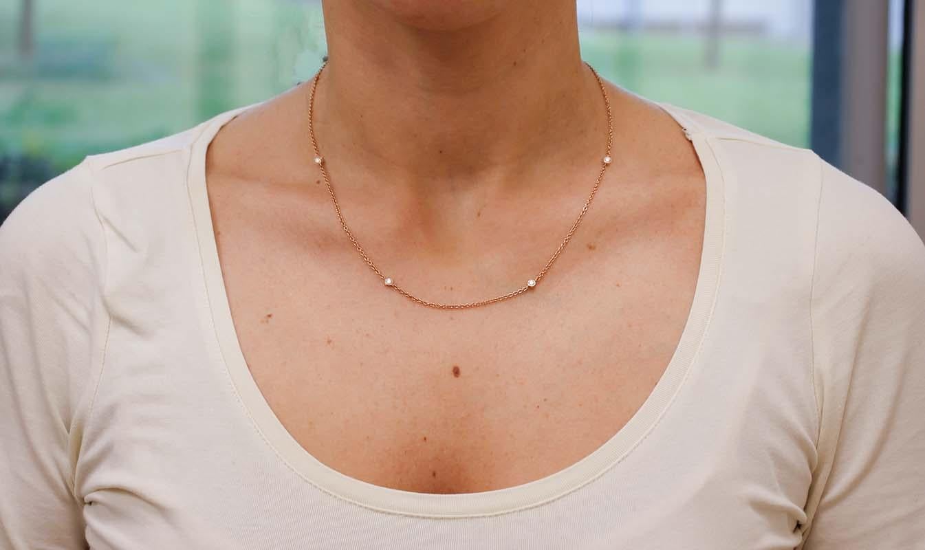 Diamonds, 18 Karat Rose Gold Modern Necklace In New Condition In Marcianise, Marcianise (CE)