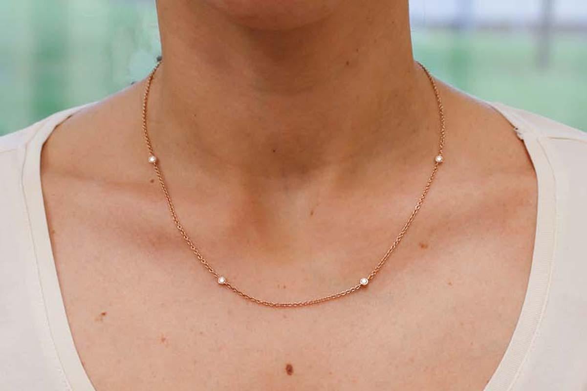 Women's Diamonds, 18 Karat Rose Gold Modern Necklace