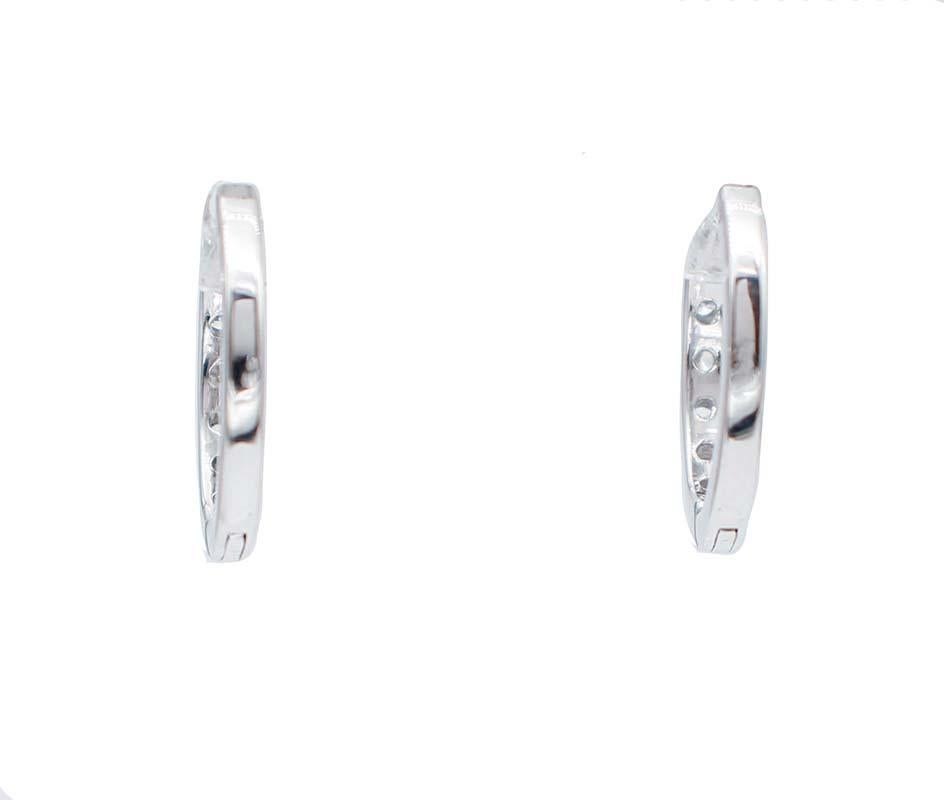 Modern Diamonds, 18 Karat White Gold Hoop Earrings For Sale