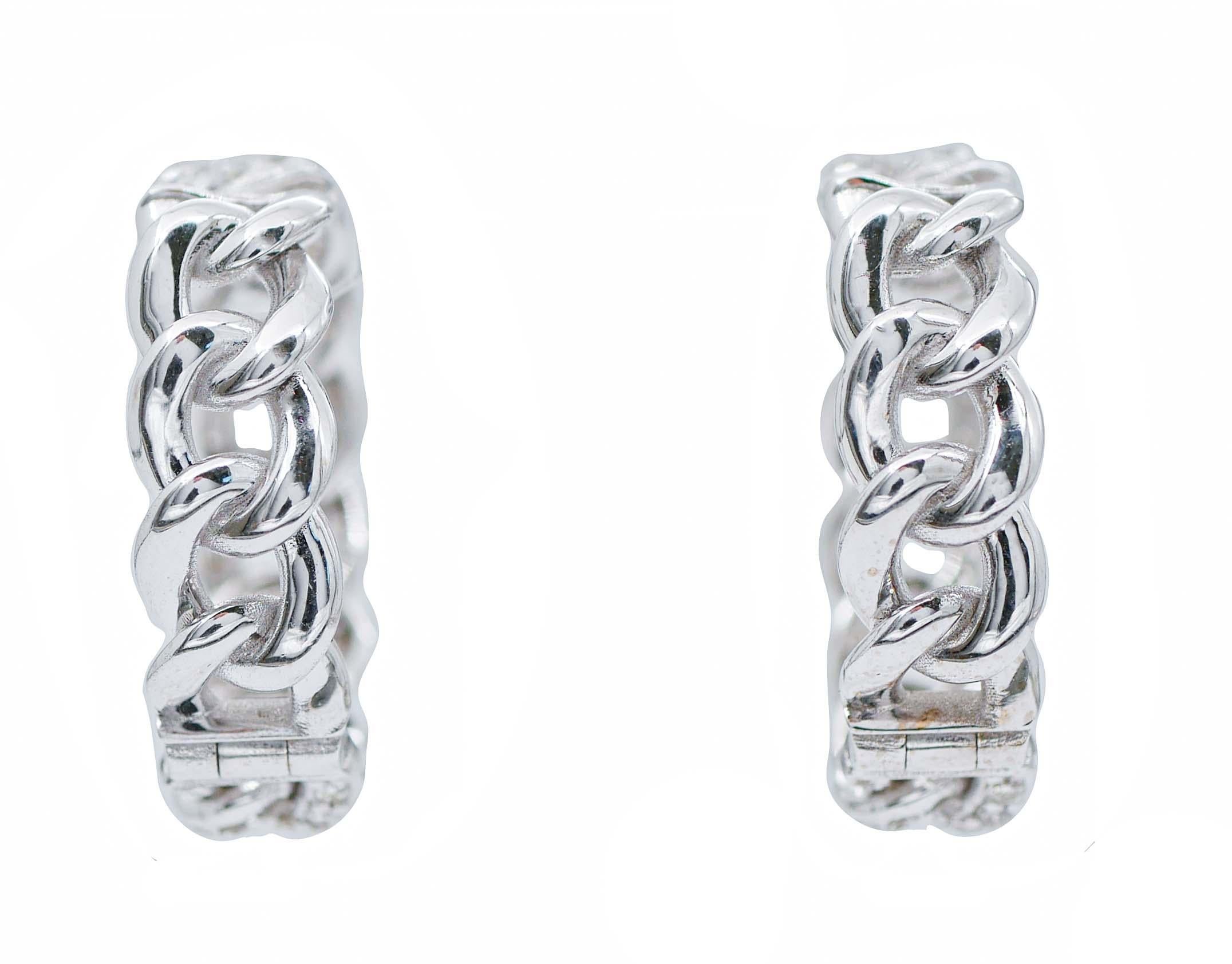 Brilliant Cut Diamonds, 18 Karat White Gold Modern Earrings. For Sale