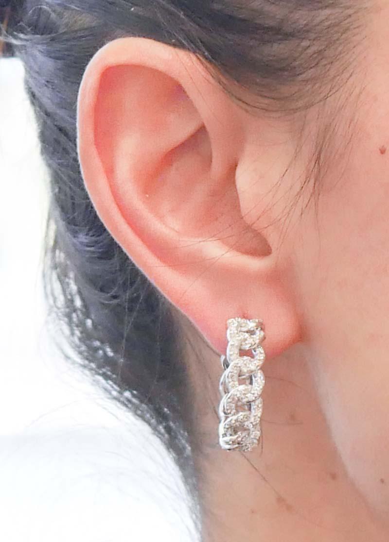 Women's Diamonds, 18 Karat White Gold Modern Earrings. For Sale
