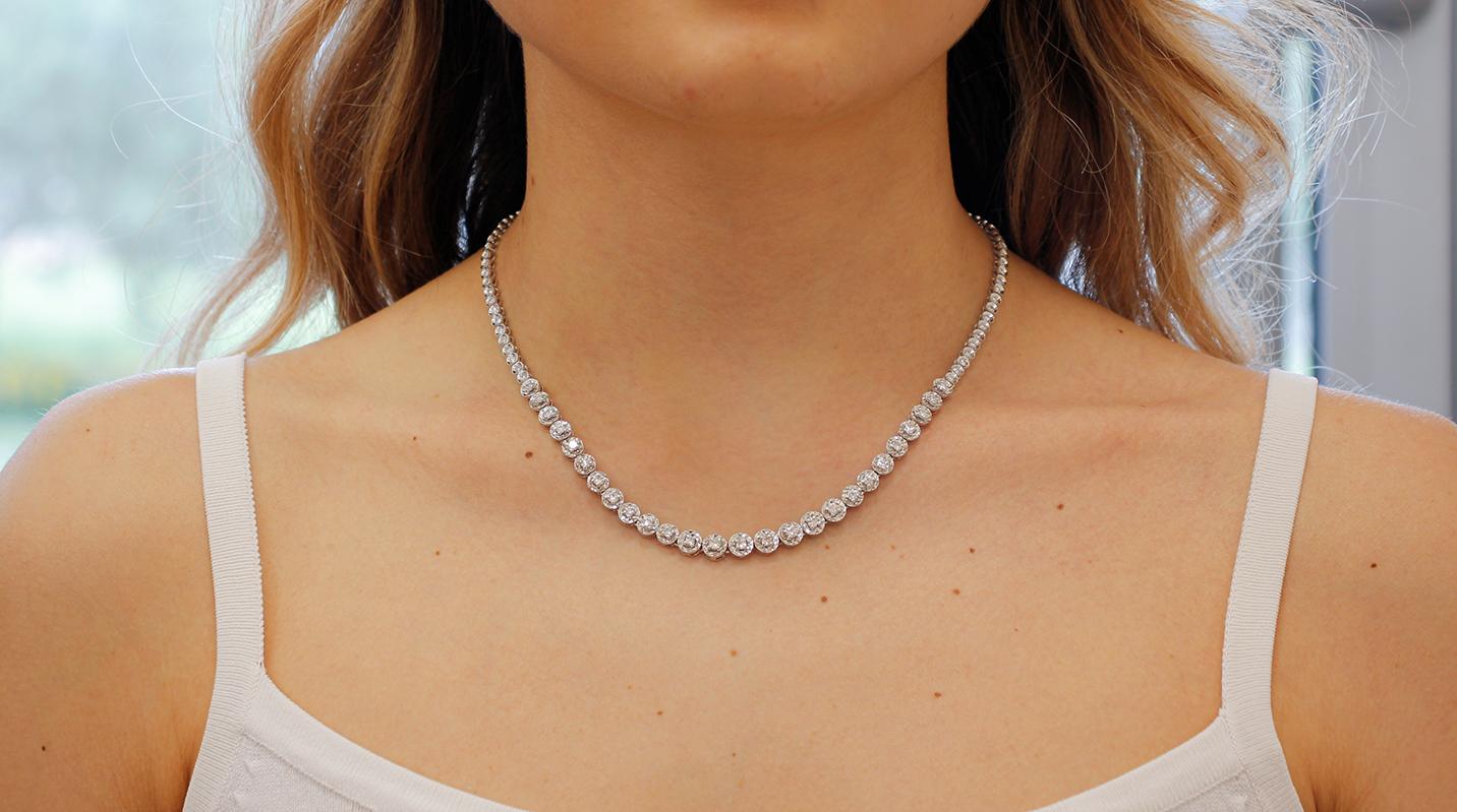 Diamonds, 18 Karat White Gold Necklace In Good Condition For Sale In Marcianise, Marcianise (CE)