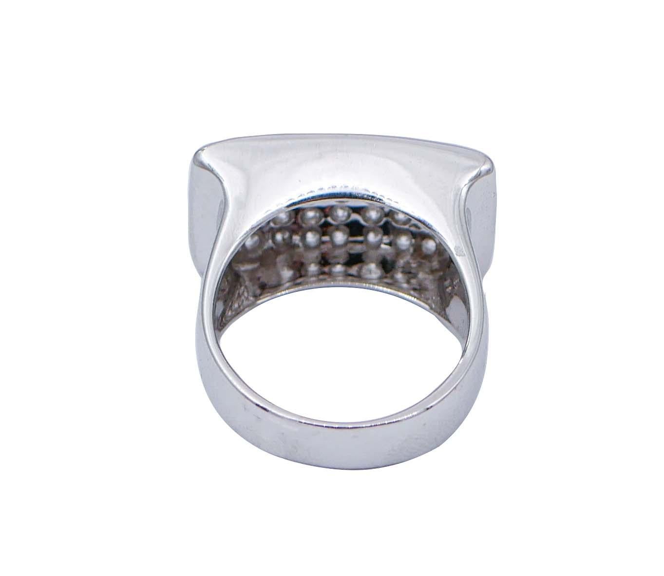 Modern Diamonds, 18 Karat White Gold Ring For Sale