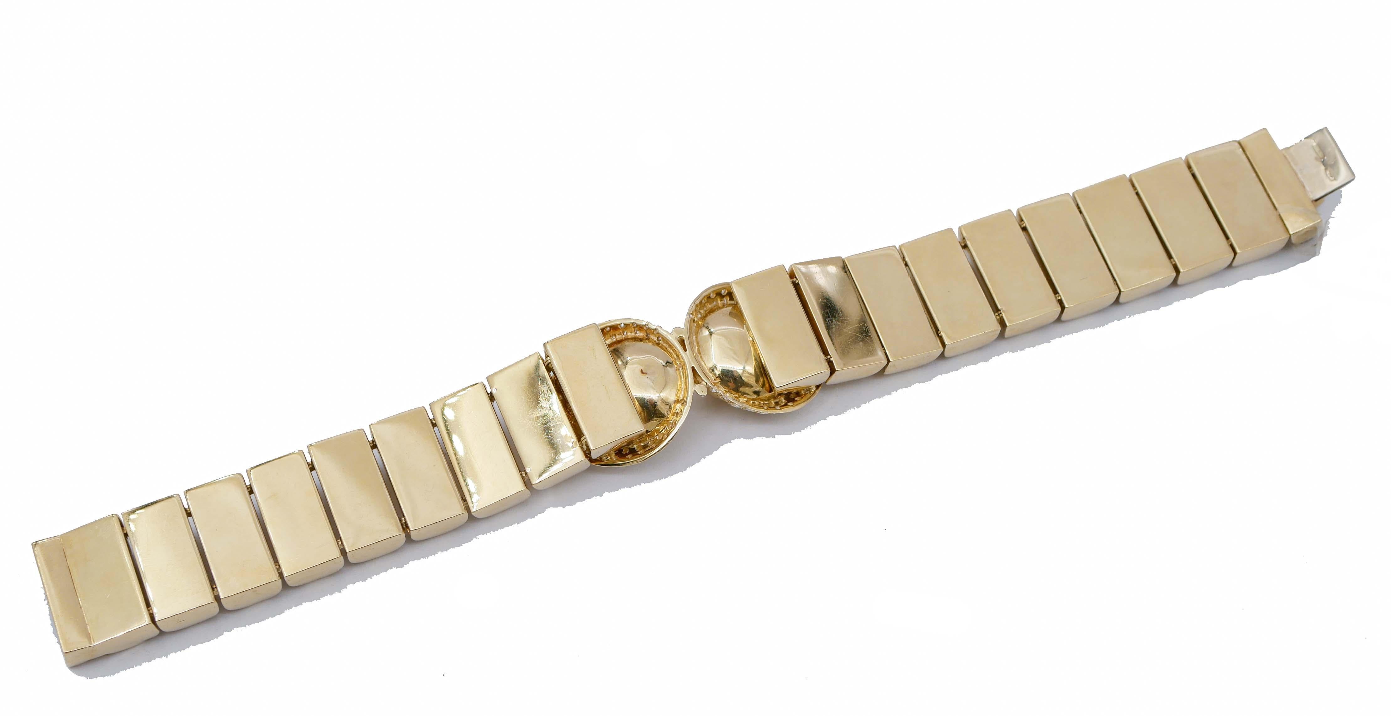 Retro Diamonds, 18 Karat Yellow Gold Retrò Bracelet For Sale