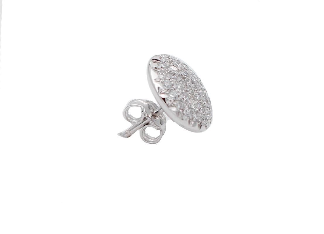 Modern Diamonds, 18 Karat White Gold Stud Earrings