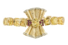 Diamonds Rubies Yellow Topaz Rose Gold Bracelet
