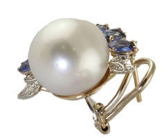 Diamonds Sapphires Australian Pearls Rose Gold Earrings