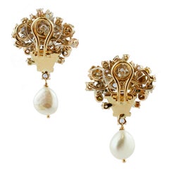 Diamonds,  Sapphires, Tanzanite, Pearls 14kt White and Rose Gold Earrings