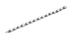 Diamonds, Pearls, 9 Karat Rose Gold and Silver Bracelet