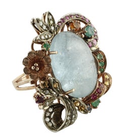 Diamonds, Rubies, Emeralds, Sapphires, Milk Aquamarine Gold Silver Fashion Ring
