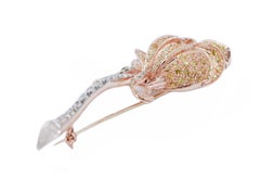 Diamonds, Sapphires, Tsavorite, 14 Karat Rose Gold and Silver Brooch