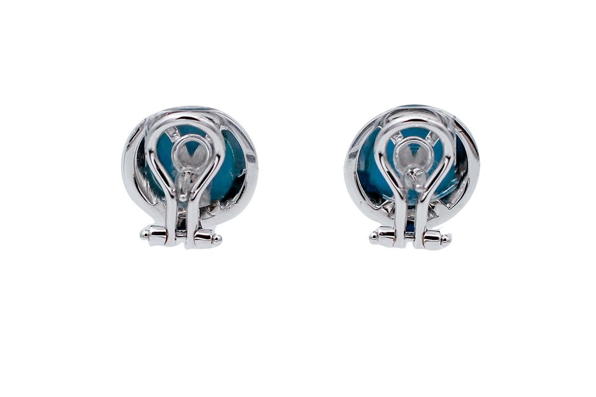 Taille ronde Diamants, pierres, boucles d'oreilles en or blanc 18 carats en vente