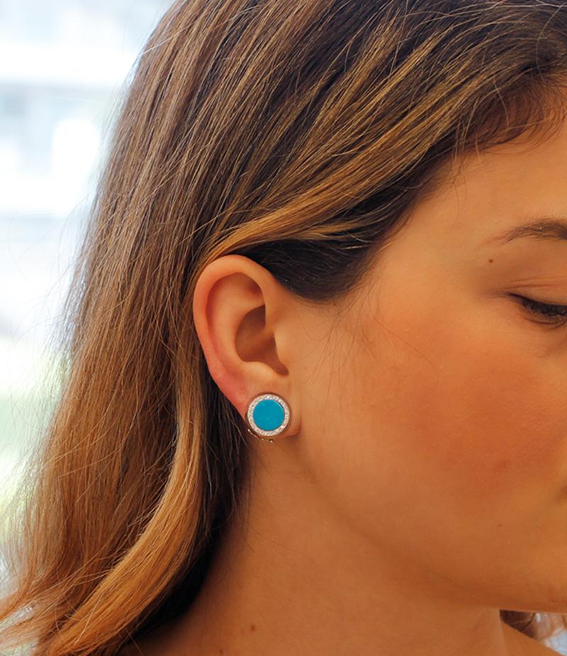 Diamants, pierres, boucles d'oreilles en or blanc 18 carats Pour femmes en vente