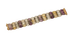 Diamonds, Stones, 9 Karat Rose Gold and Silver Bracelet