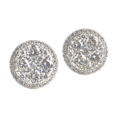 DiamondTown 0.91 Carat Diamond Cluster Bezel Stud Earrings in 14 Karat Gold