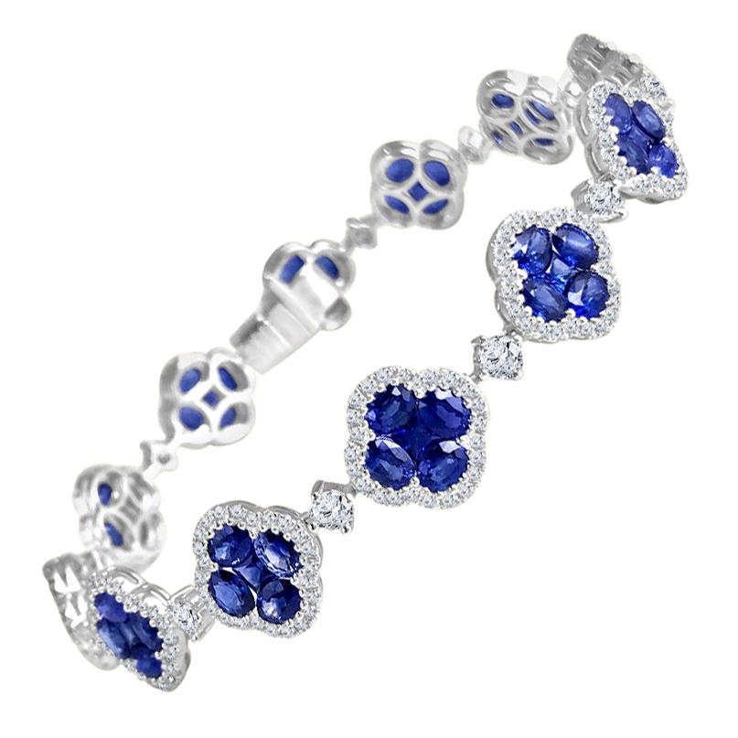 Diamond Town 11.1 Carat Vivid Blue Sapphire and Diamond Bracelet