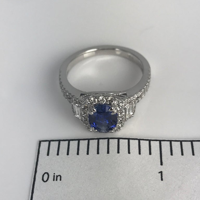DiamondTown 1.22 Carat Oval Cut Sapphire and 0.83 Carat Diamond Ring For Sale 1