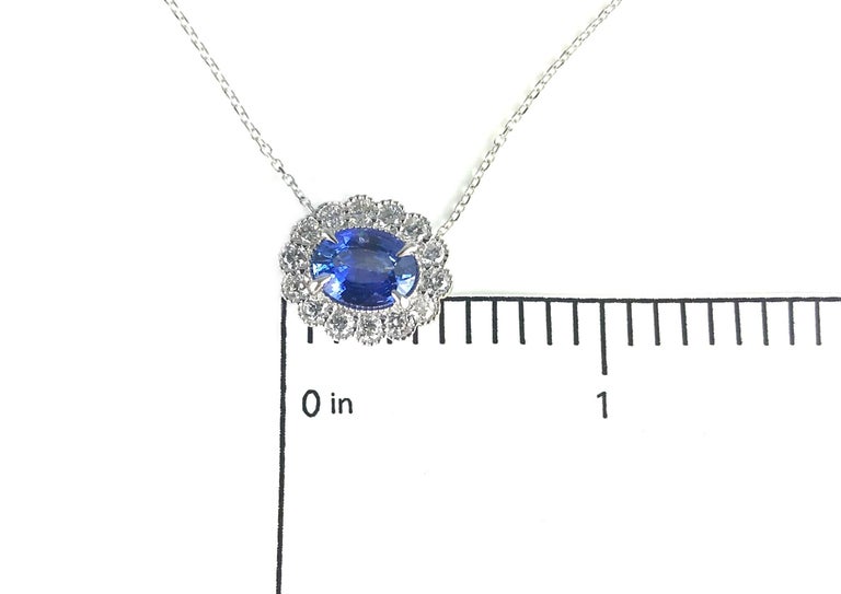 DiamondTown 1.39 Carat Oval Cut Sapphire and 0.42 Ct Diamond Milgrain Flower In New Condition For Sale In New York, NY